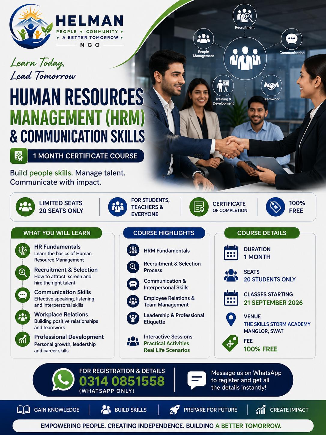 HR & Communication Skills course flyer