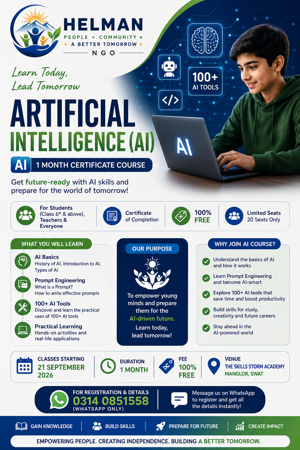 Artificial Intelligence course flyer